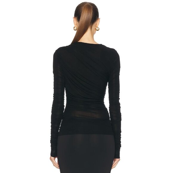 Agolde Tania Twist Tshirt in Black Small New Womens Long Sleeve Top Tee - Picture 3 of 17